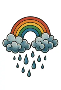 tattoovorlage-regenbogen-mit-wolken-und-regentropfen