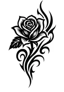 tattoovorlage-rose-im-tribal-stil-kraftvolle-linien
