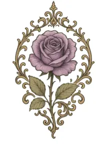 tattoovorlage-rose-mit-verzierungen-und-farben