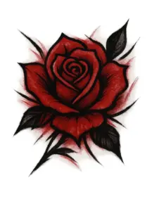tattoovorlage-rote-rose-mit-kraftvollen-linien
