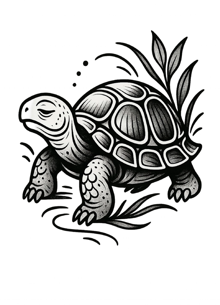 Tattoovorlage Schildkröte für Geduld und Ruhe Oberschenkel