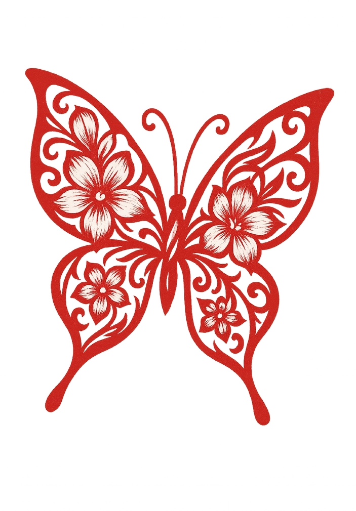 Tattoovorlage Schmetterling mit floralem Design