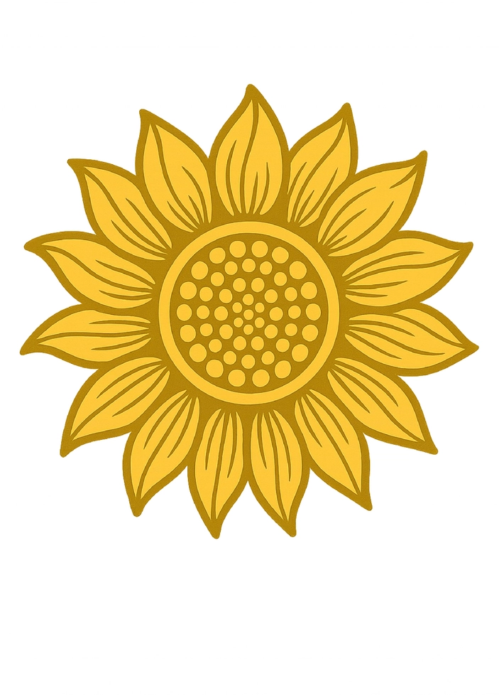 Tattoovorlage Sonnenblume mit stilisierten Blütenblättern