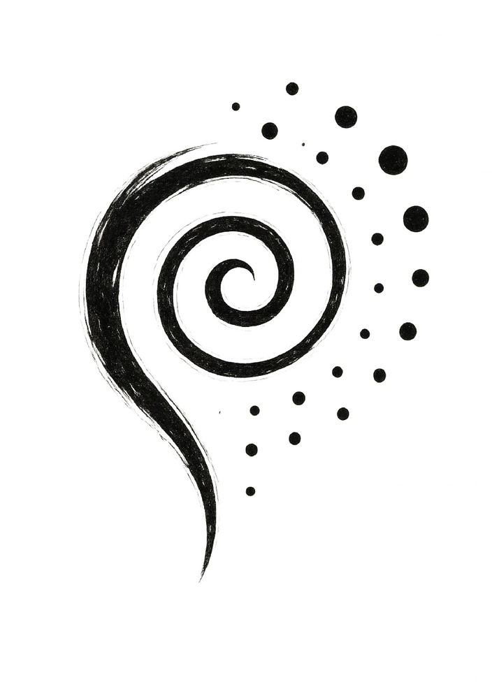 Tattoovorlage spiralförmiges Design mit Punkten