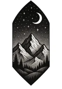 tattoovorlage-stilisierte-berglandschaft-mit-sternenhimmel