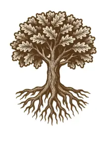 tattoovorlage-stilisierte-eiche-mit-starken-wurzeln