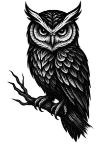 tattoovorlage-stilisierte-eule-auf-einem-ast