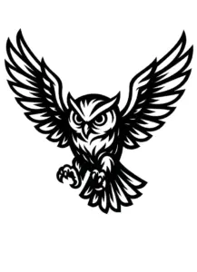 tattoovorlage-stilisierte-eule-im-flug-schwarz-weiss
