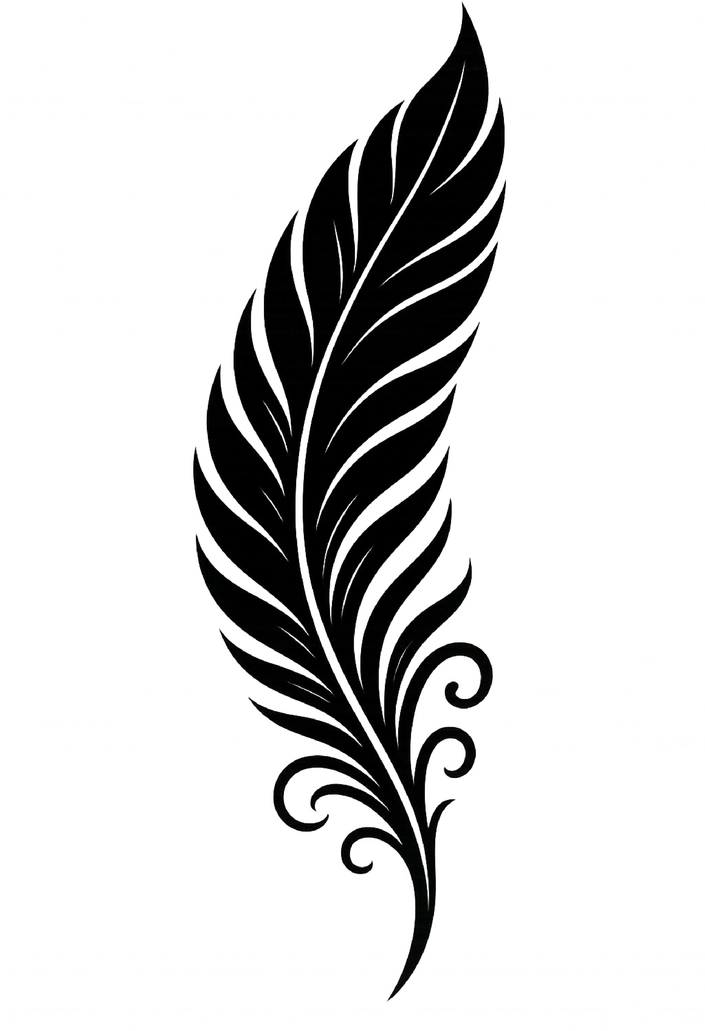 Tattoovorlage stilisierte Feder mit eleganten Details