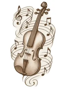 tattoovorlage-stilisierte-geige-mit-musikalischen-noten