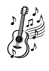 tattoovorlage-stilisierte-gitarre-mit-noten