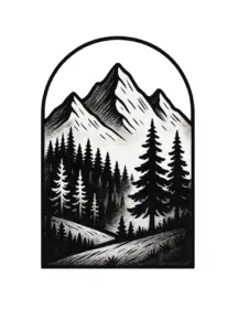 tattoovorlage-stilisierte-landschaft-mit-baeumen-und-bergen