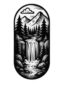 tattoovorlage-stilisierte-landschaft-mit-wasserfall