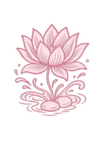 tattoovorlage-stilisierte-lotusblume-mit-wasser-und-steinen