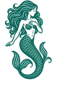 tattoovorlage-stilisierte-meerjungfrau-mit-langen-haaren