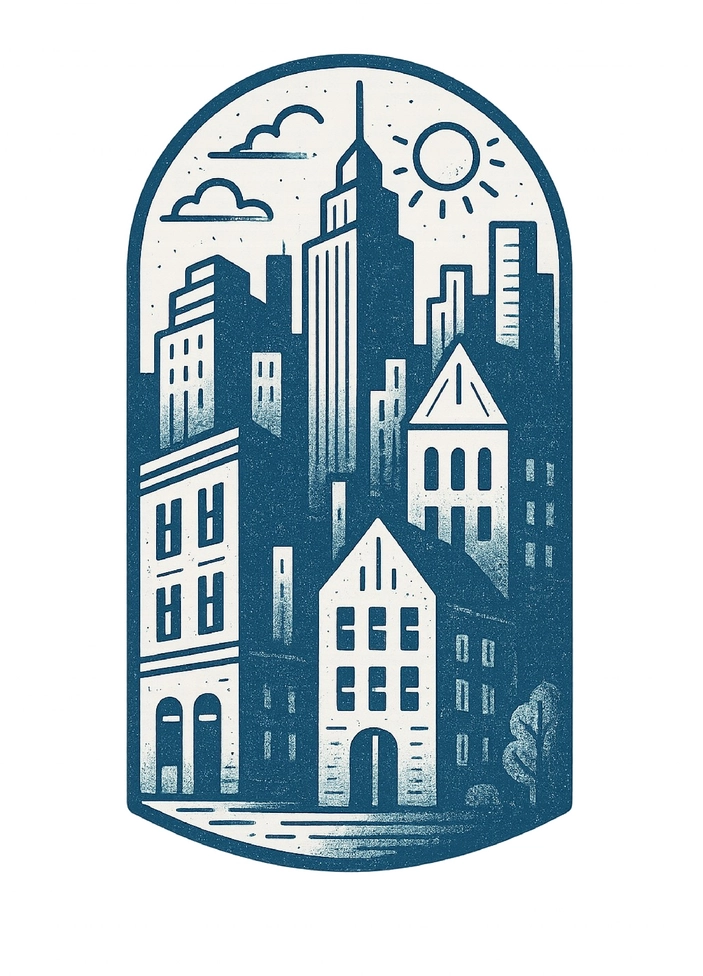 Tattoovorlage stilisierte Stadtlandschaft mit Gebäuden
