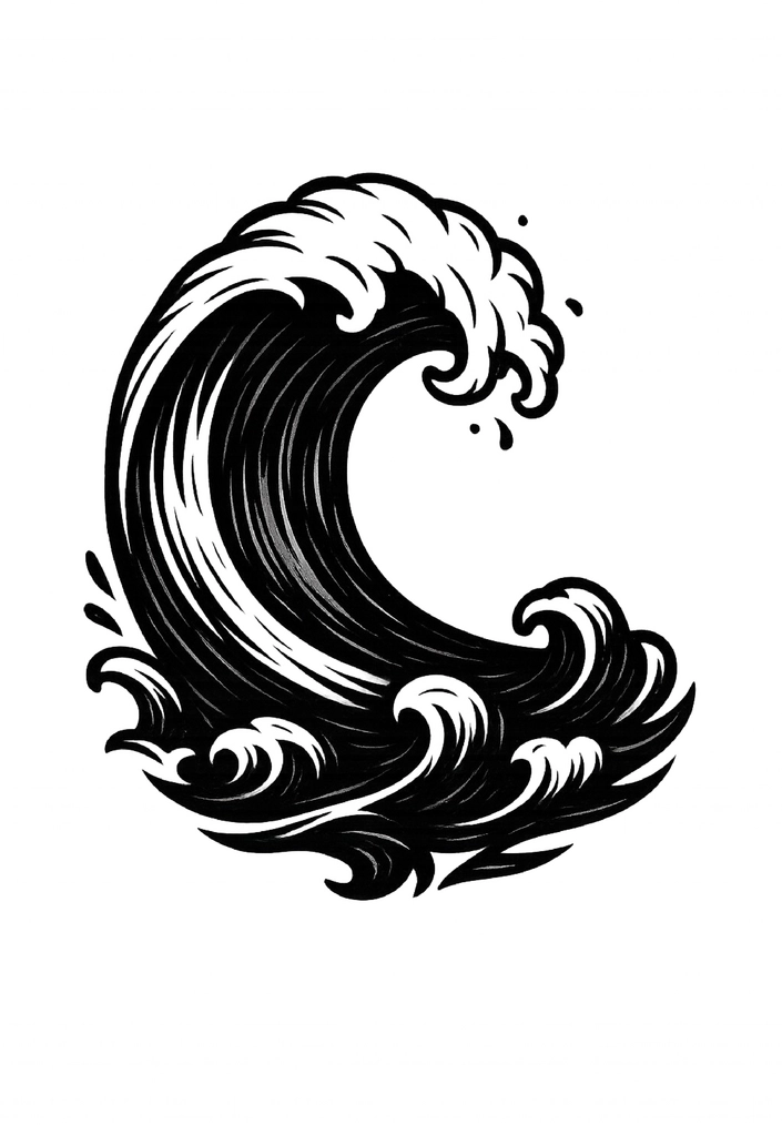 Tattoovorlage stilisierte Welle dynamische Bewegung