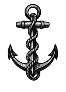 tattoovorlage-stilisierter-anker-mit-seil-und-knoten