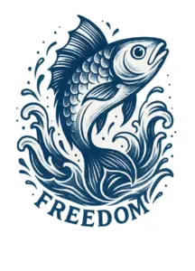 tattoovorlage-stilisierter-fisch-mit-freiheit