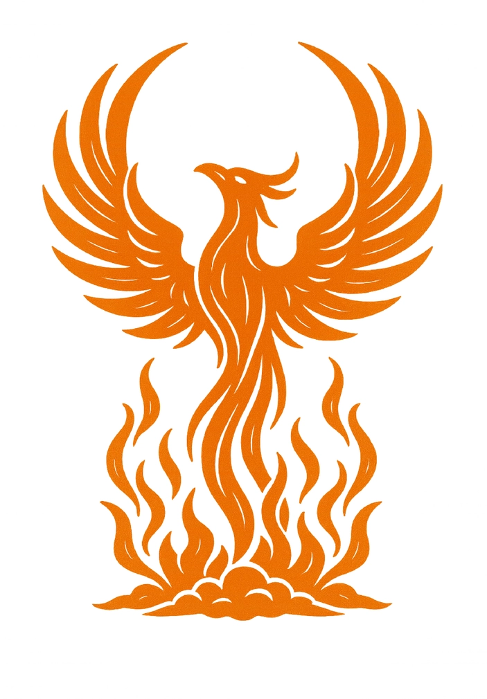 Tattoovorlage stilisierter Phoenix aus der Asche