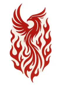 tattoovorlage-stilisierter-phoenix-in-flammen-fuer-unterarm