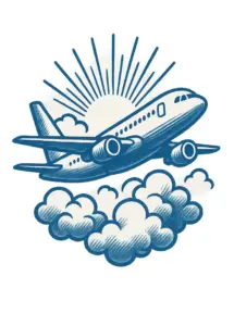 tattoovorlage-stilisiertes-flugzeug-mit-wolken-und-sonnenstrahlen