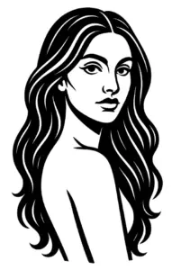 tattoovorlage-stilisiertes-portraet-einer-frau-mit-langen-haaren