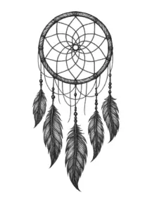 tattoovorlage-traumfaenger-mit-federn-und-feinen-linien