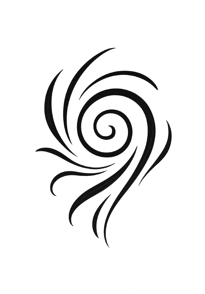 Tattoovorlage Tribal Design mit Spiralen und geschwungenen Linien