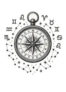 tattoovorlage-vintage-kompass-mit-astrologischen-symbolen