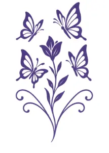 tattoovorlage-violette-schmetterlinge-und-bluete-steissbein