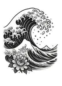 tattoovorlage-welle-lotusblume-japanischen-stil