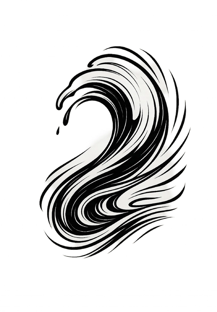 Tattoovorlage Welle mit dynamischen Linien für Unterarm Tattoos