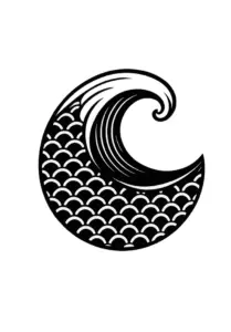 tattoovorlage-welle-mit-fischschuppenmuster-schwarz-weiss