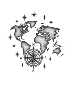 tattoovorlage-weltkarte-kompass-und-sternen
