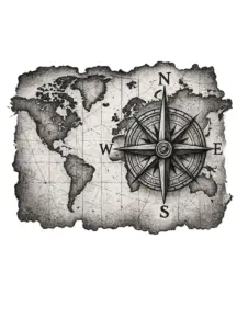 tattoovorlage-weltkarte-mit-kompass-im-vintage-stil
