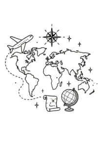 tattoovorlage-weltkarte-mit-kompass-und-flugzeug