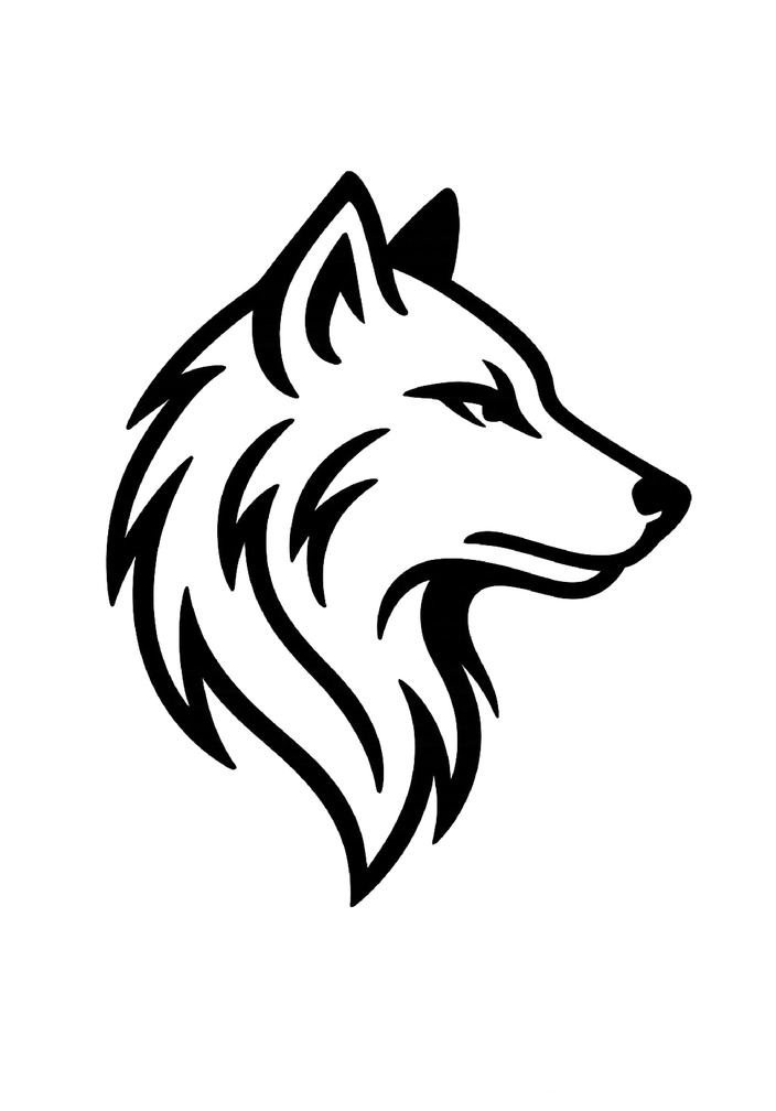 Tattoovorlage Wolfskopf im minimalistischen Stil