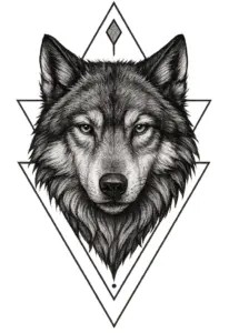 tattoovorlage-wolfskopf-mit-geometrischen-elementen