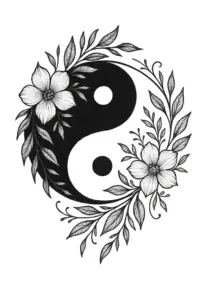 tattoovorlage-yin-yang-mit-floralen-details