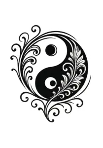 tattoovorlage-yin-yang-symbol-geschwungene-linien-filigrane-details