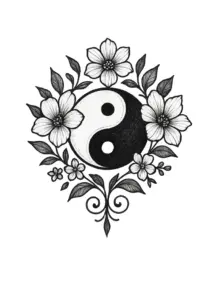 tattoovorlage-yin-yang-symbol-mit-floralen-akzenten