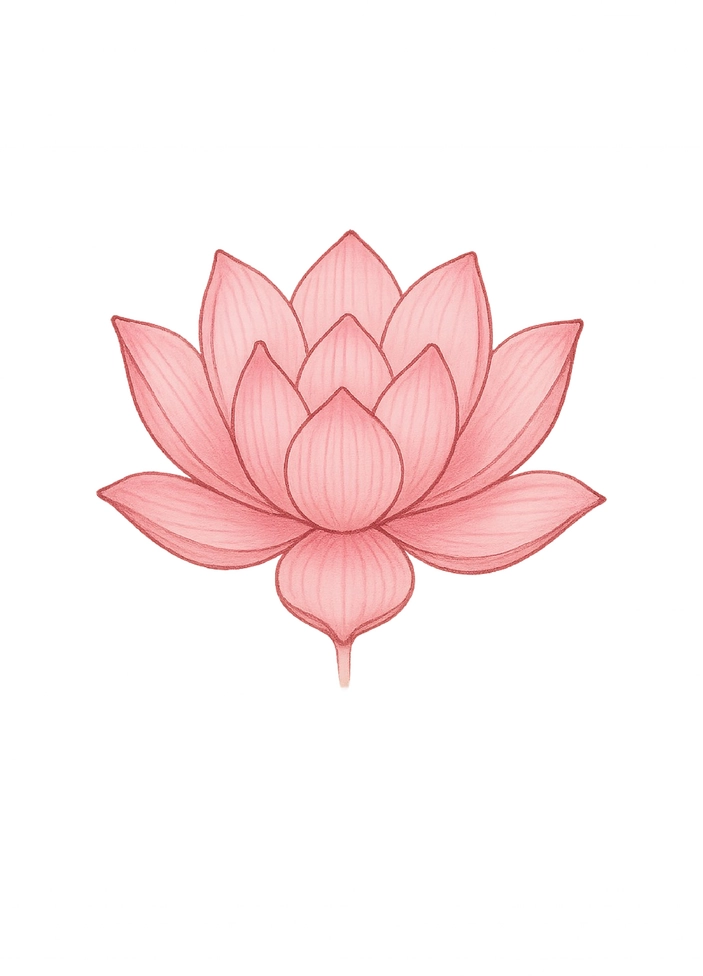 Tattoovorlage zarte Lotusblüte mit harmonischen Blütenblättern