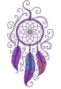 traumfaenger-mit-bunten-federn-und-linien-tattoo-bauch