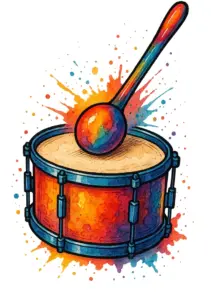 trommel-mit-buntem-schlagzeugstock-musik-tattoo