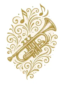 trompete-musik-noten-kreative-verzierungen-gold