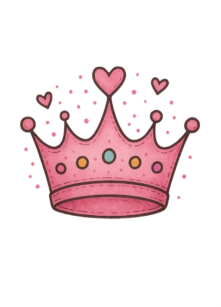 Tattoovorlage verspielte Krone mit bunten Punkten und Herzchen