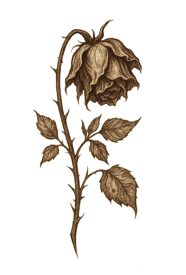 Tattoovorlage verwelkte Rose mit nostalgischem Flair