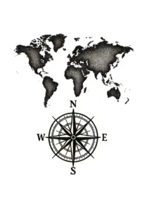 weltkarte-mit-kompass-unterarm-tattoo