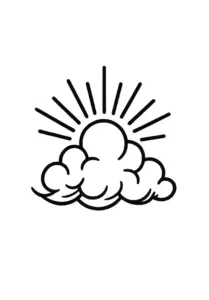 wolken-mit-sonnenstrahlen-tattoo-vorlage